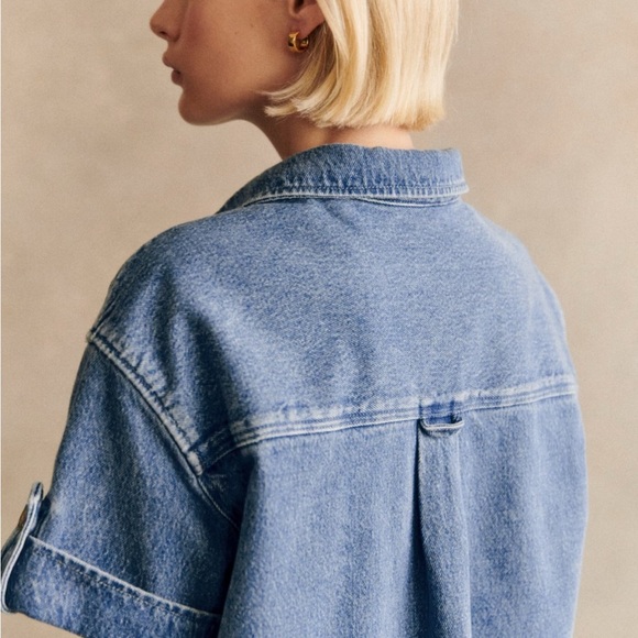NWT Sézane Ana Oversized Denim Shirt Dress - Picture 7 of 9